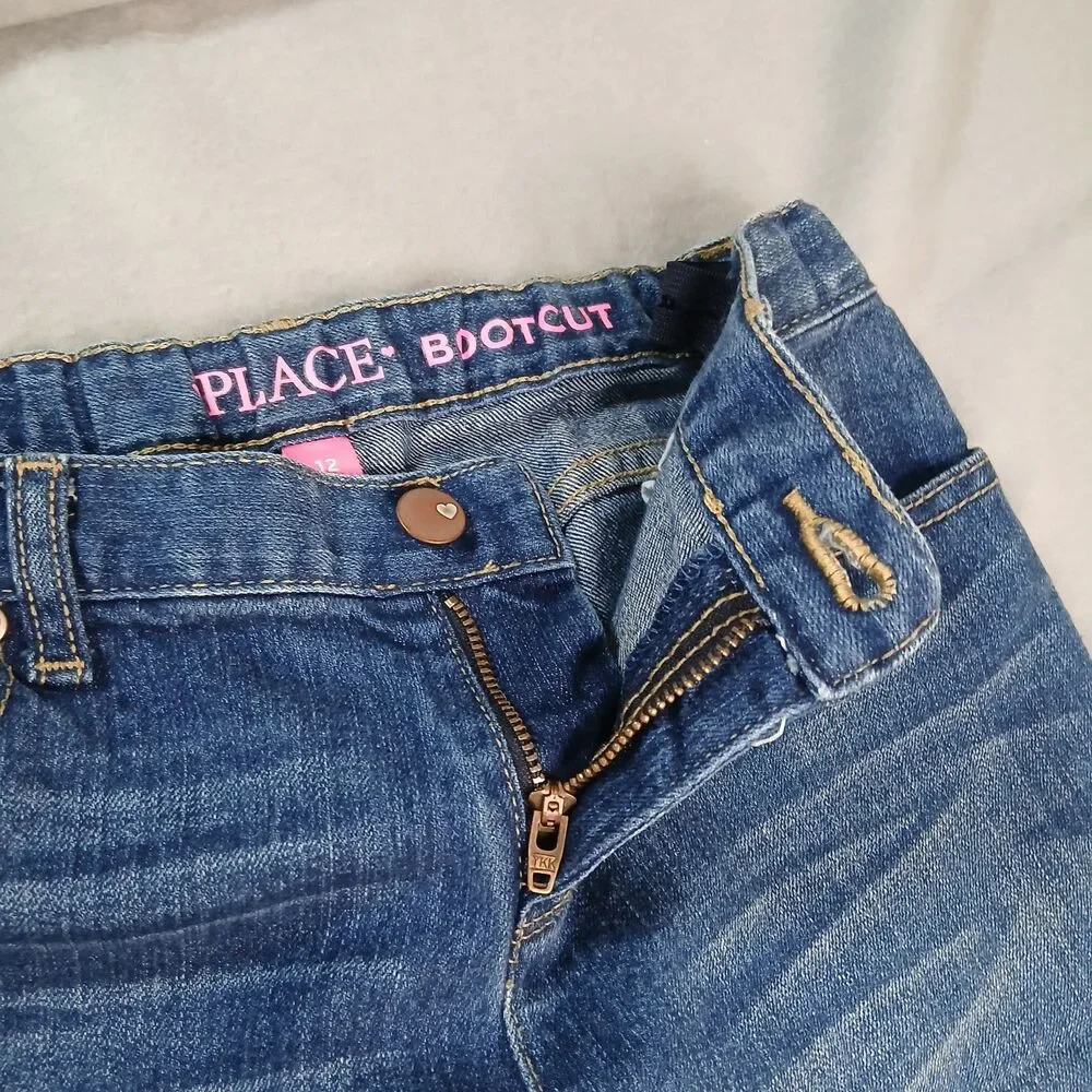 The Children's Place Bootcut Jeans Denim Pants Adjustable Waist Youth Girls 12